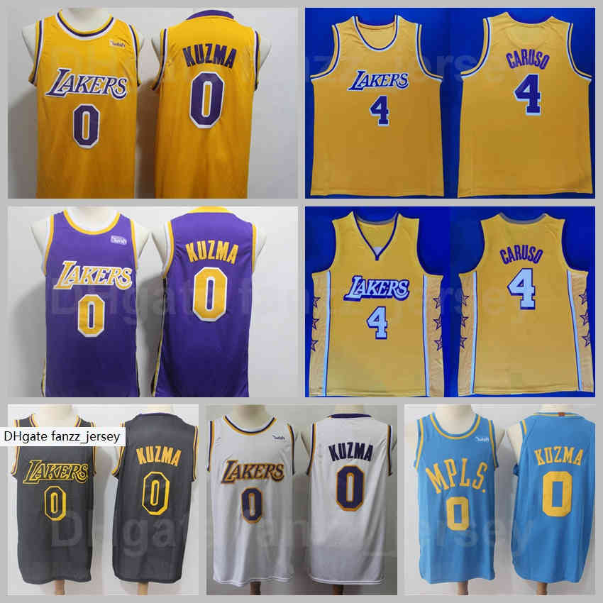 

Men Basketball Kyle Kuzma Jersey 0 Alex Caruso 4 Black Blue White Yellow Purple Embroidery And Stitching Team Color Pure Cotton High Quality