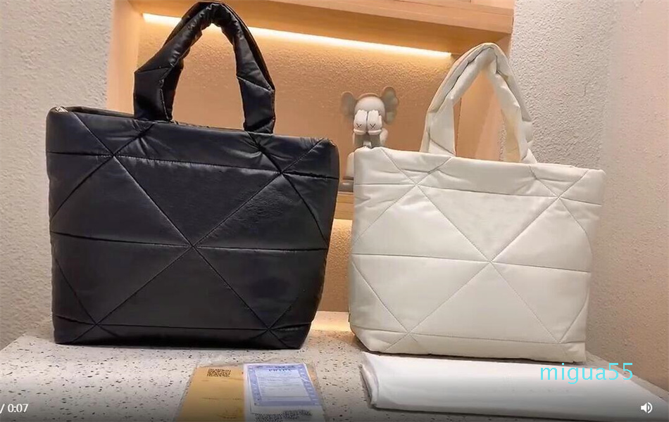 

designer Shoulder Bags Winter Space Handbags Woman Casual Cotton Top-handle Totes Bag Padded Crossbody Lady, Black