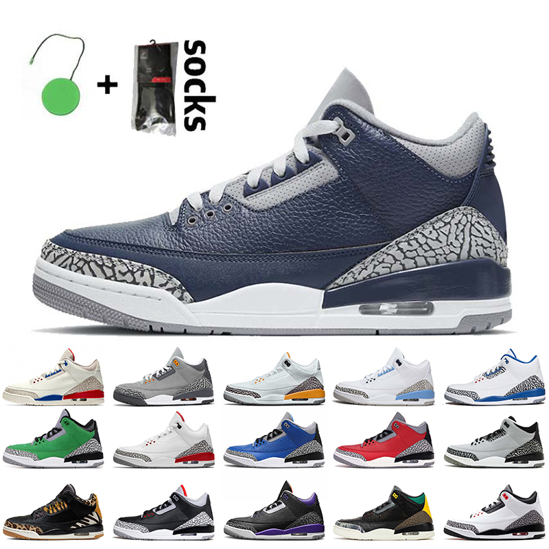 

2021 Jumpman Midnight Navy 3 3s Mens Basketball Shoes Retro Cool Grey UNC Laser Orange Black Cement Court Purple Animal Pack Trainers Sneakers