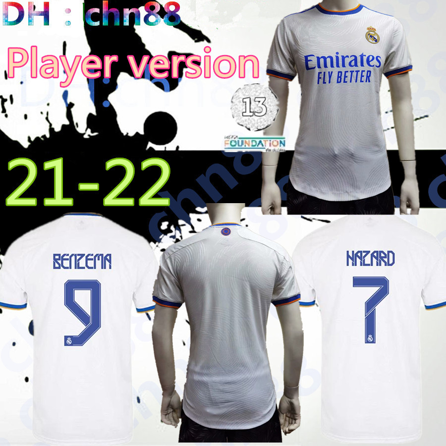 

new Player version 21 22 Real Madrid HAZARD ALABA VINI JR. soccer jersey 2021 2022 jerseys BENZEMA SERGIO RAMOS KROOS ASENSIO MODRIC MARCELO football jerseys, Image