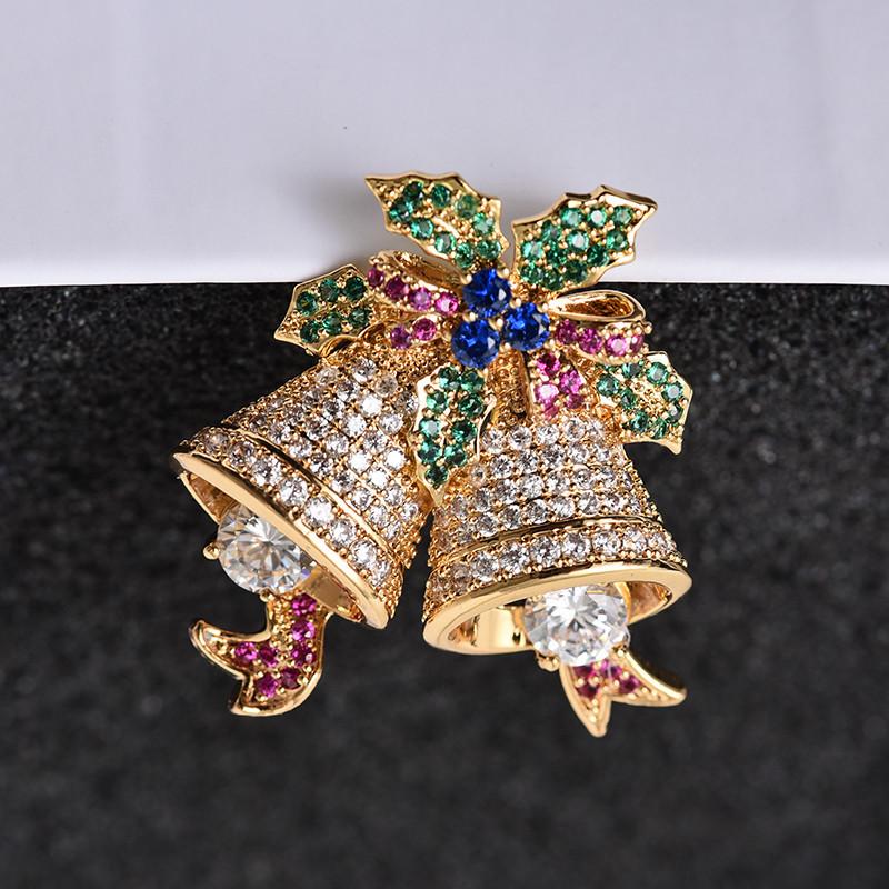 

Pins, Brooches Christmas Brooch, Colored Zircon Bells, Corsage, European And American Fashion, Exquisite Gifts, Suits, Needles Accessories