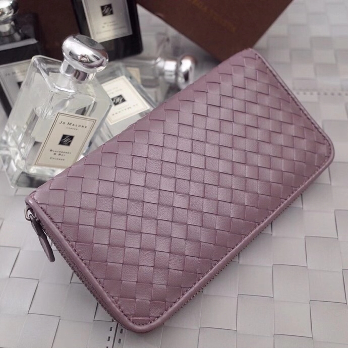 

Wholesale top quality Wallets Italy lambskin Genuine Leather Zipper Around long Wallet for women men purse Card holder gift box fashion money clip, Purple