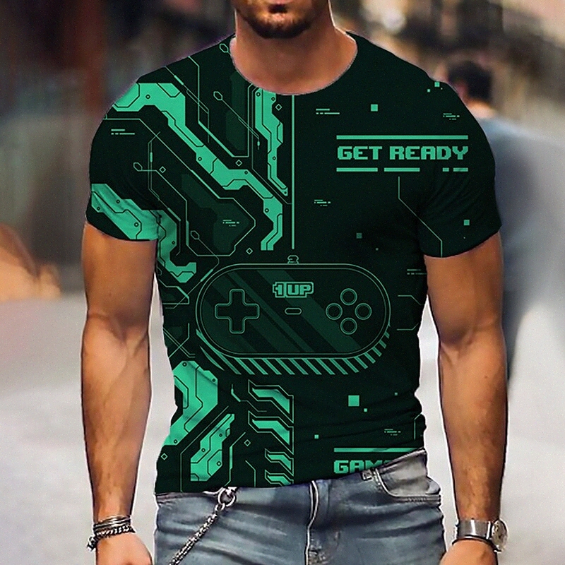 T-shirt Hommes 3D Imprimer Imprimer Machine Graphique Cou de l'équipage Daily Sports Print Sleeve Sleeve Tops Casual Classic Designer Grand et gr