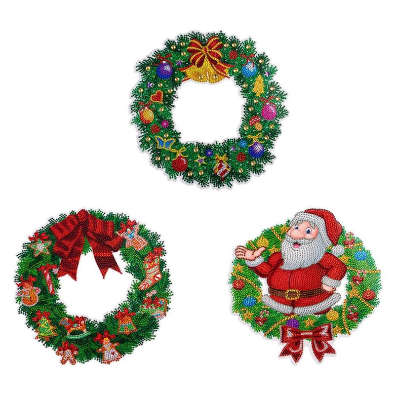 

Decorative Flowers & Wreaths Christmas Set DIY Full Drill Diamond Art Gift For Bow Santasman Bell Wreath Painting Crafts Adults And Kids