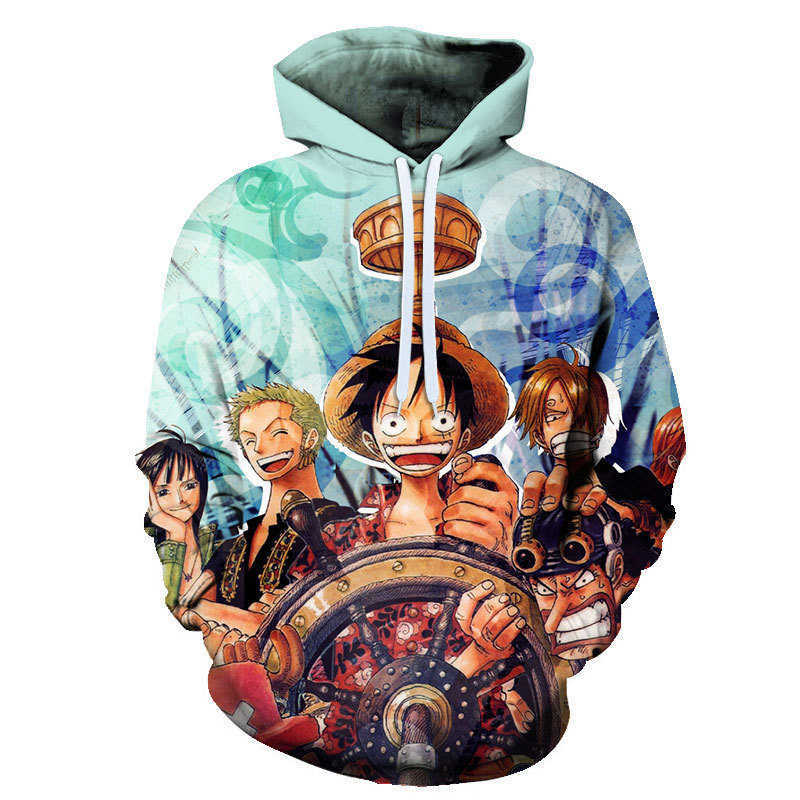 

Riman pirate Wang Luffy 3D Hooded Sweater digital printing men, Black