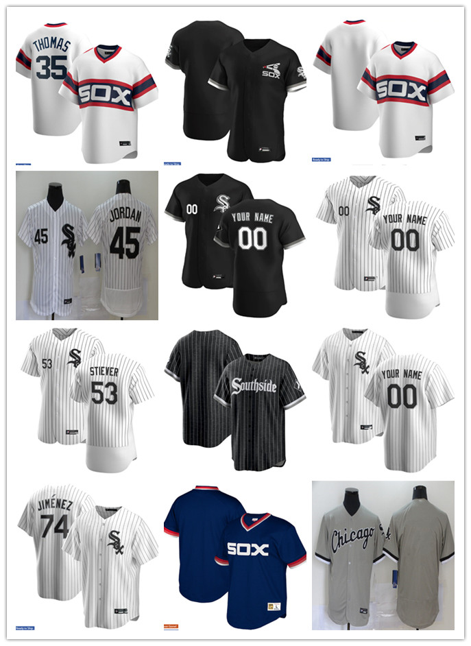 

Men Women Youth City 74 Eloy Jimenez 53 Jonathan Stiever 35 Frank Thomas 45 Michael Custom Baseball Jersey Blank white black gray, Blue;black