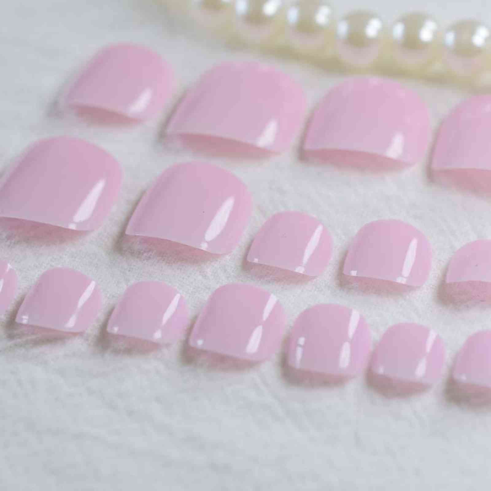 

Foot False Fake Nails Fashion Toenails Baby Pink False Toe Nails Acrylic French Short Full Nails For Toes, As show