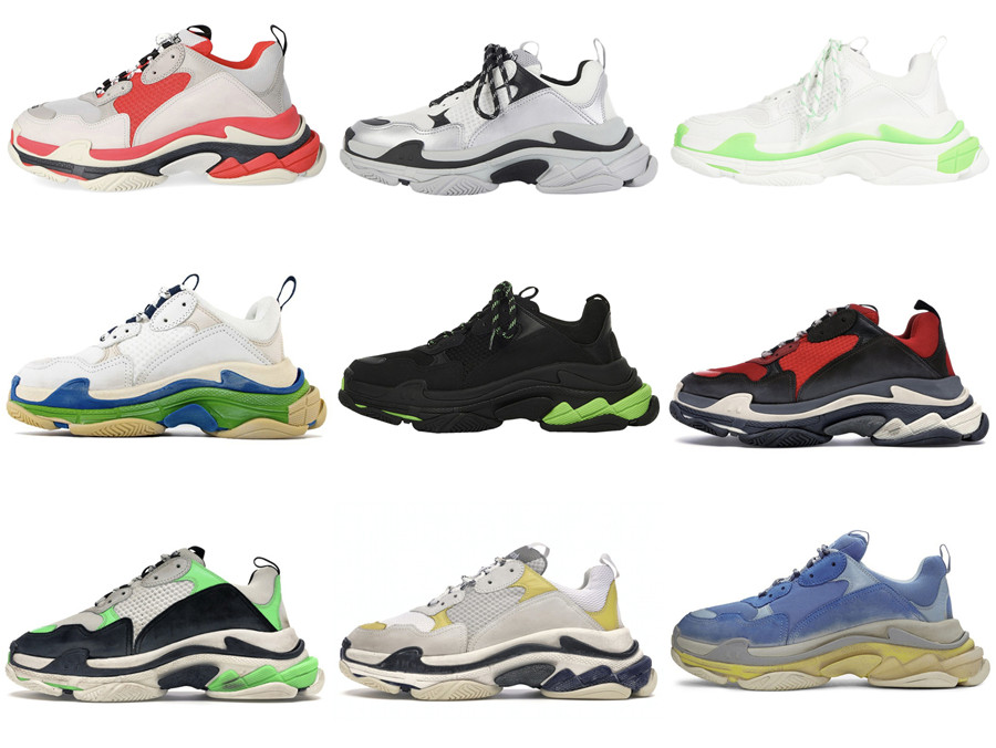 

Platform Sneakers 2021 Arrival Triple S 17FW Flat Outdoor Shoes Men Women Crystal Designer Vintage Old Sports Schuhe Chaussures With Origina