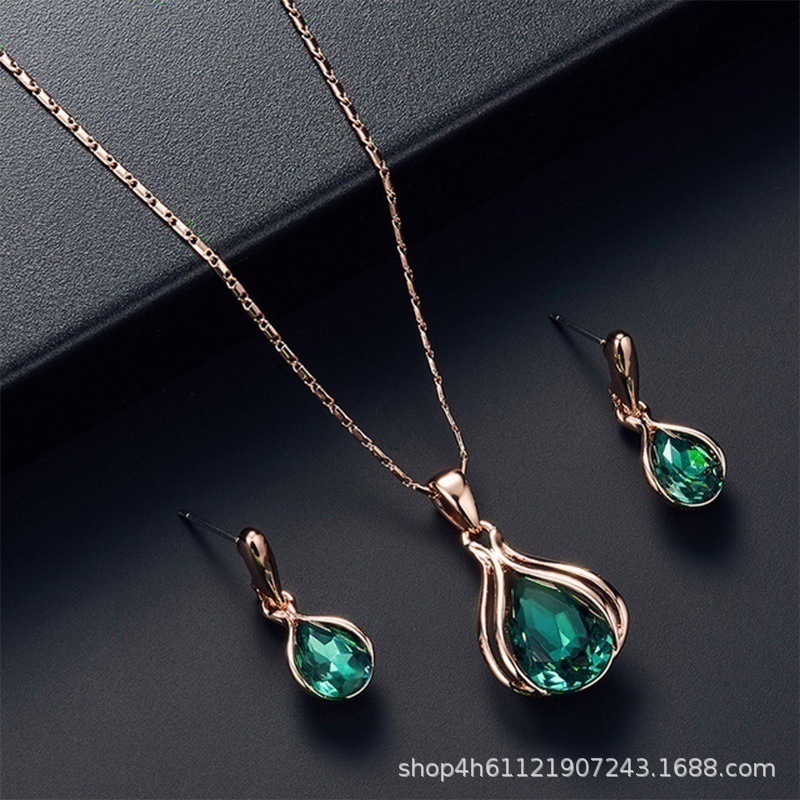 

Fashion Water Droplets Necklace Earring Set Accessories Jewelry