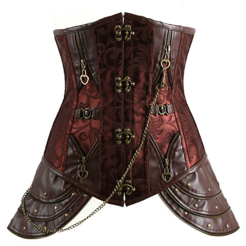

Woman Bustiers Women Corset Gothic Brown Leather Corset Tops M1345