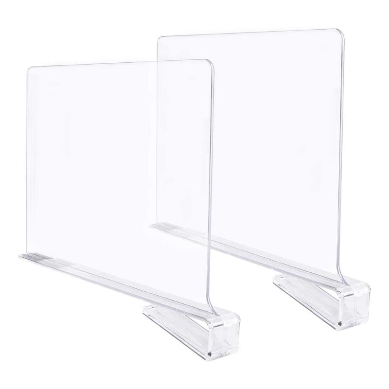 

Hooks & Rails 2 Pcs Clear Acrylic Shelf Dividers For Closet Wood Closets Separator Plate 85LA