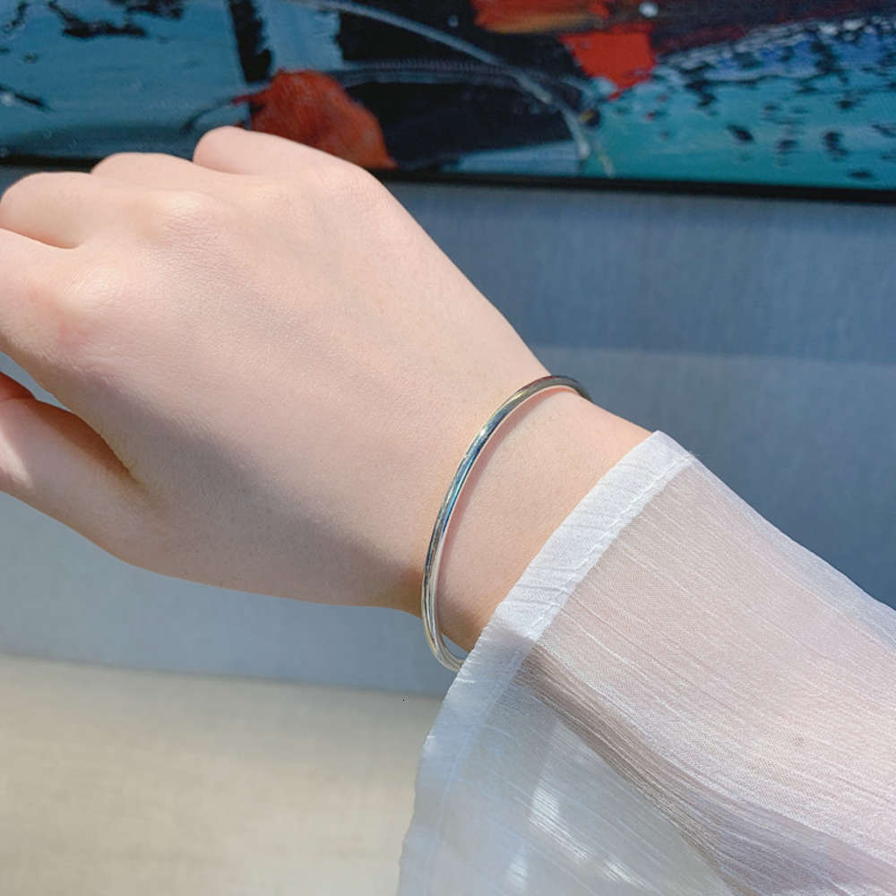 

Hand catenary Simple opening 925 silver women's garlic round bead simple fashion bracelet thin ring young style handpieces, Golden;silver