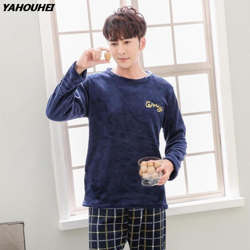 

Men's Sleepwear Casual Striped Thick Warm Flannel Pajamas Sets For Men 2021 Winter Long Sleeve Coral Velvet Pyjamas Male Homewear Lounge Clo, 836