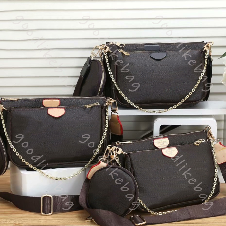

2021 luxurys Women bag Shoulder Bags crossbody womenbag 3 pieces set Classic designer shoppingbag Clutchbag round messenger womenbags Ladies wallet, No bag