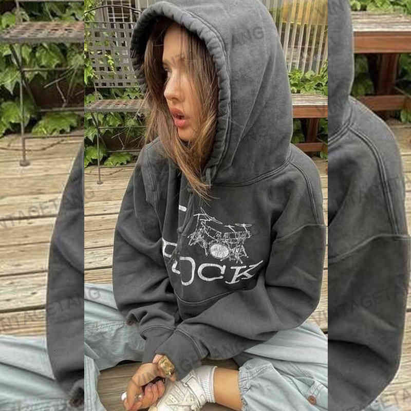 

Women's Hoodies & Sweatshirts Carbon sweater women's street thin hat long sleeve Hoodie student campus letter printed top 2EDB, Black