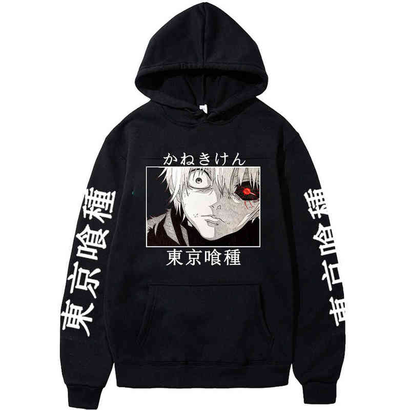 

Tokyo Ghoul Hoodie Kaneki Ken Anime Graphic Print Sweatshirt Casual Pullovers Unisex Hip Hop Loose Men Tops H1227, Dark gray 1
