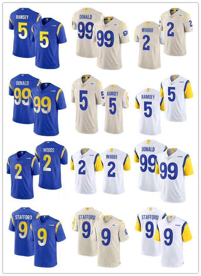 

Men women youth Los AngelesRams2 Robert Woods 99 Aaron Donald 9 Matthew Stafford 5 Jalen Ramsey 10 Cooper Kupp Football Jerseys, Color
