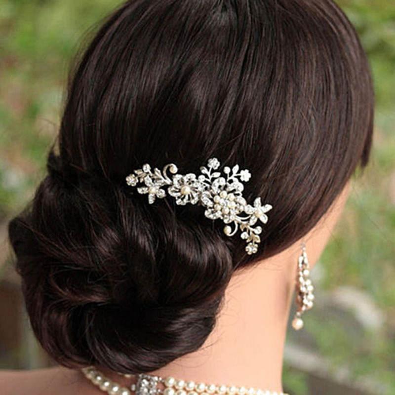 

Hair Accessories Bridal Wedding Crystal Clips Comb Pearls Pins Grip Diamante Hairpins Jewelry Clip