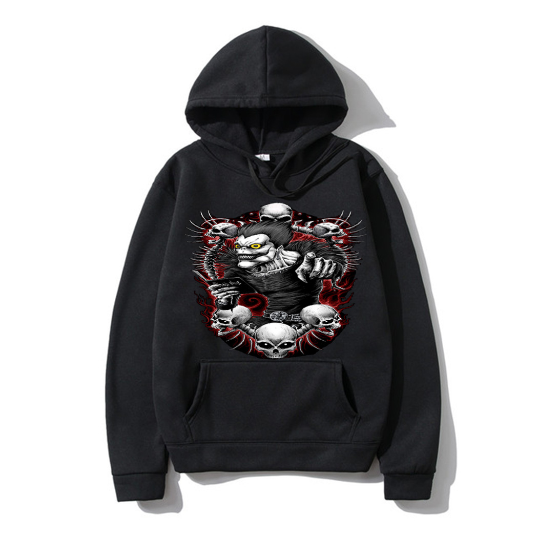 

Autumn Fleece Women Hoodies Animation Pattern Anime Manga Printing Sweatshirt Long Sleeve Loose Pullovers Casual Sport Hip Pop Tops Street Wear, Black 1