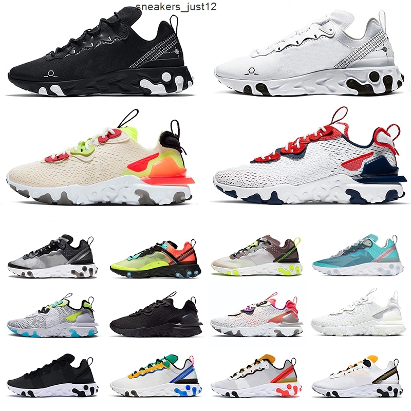 

New Arrivals Vision 2020 React Element 55 87 n354 Type GTX mens running shoes all black white womens sports sneakers EPIC trainers, Box