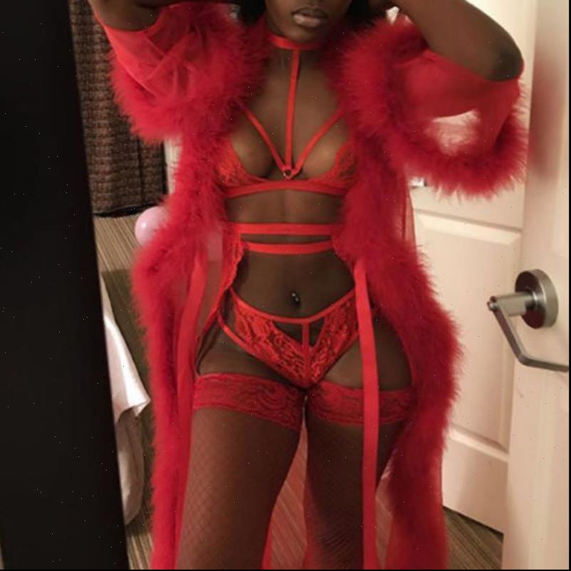 

lace nightwear robe chiffon womens sleepwears mesh fur long sleeve homewear underwear sleepwear nightdress female, Black;red