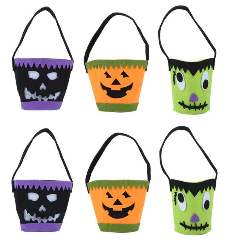 

2Pcs Halloween Pumpkin Gift Basket Sweet Candy Bags Trick Or Treat Tote With Handles Party Jewelry Box Wrap