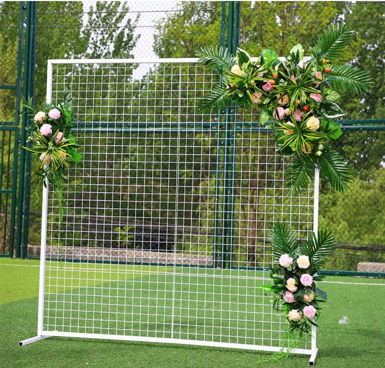 

Wedding Party decor square Grid Wrought Iron Arch gold white black mesh balloons Backdrop Stand Decoration Geometry