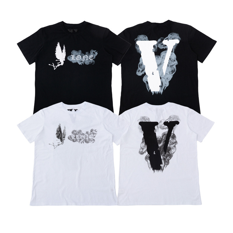 

fog Vlone smoke skeleton angel wings short sleeve T-shirt Washington limited beauty trend lovers men and women tee trend, White;black