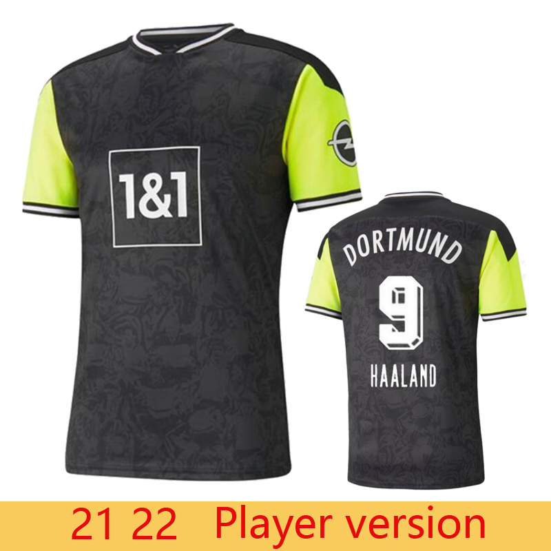 

Player version 2021 HAALAND REUS Borussia dortmund 4th soccer jersey 21 22 football shirts BELLINGHAM SANCHO HUMMELS BRANDT maillot de foot men, Black;yellow