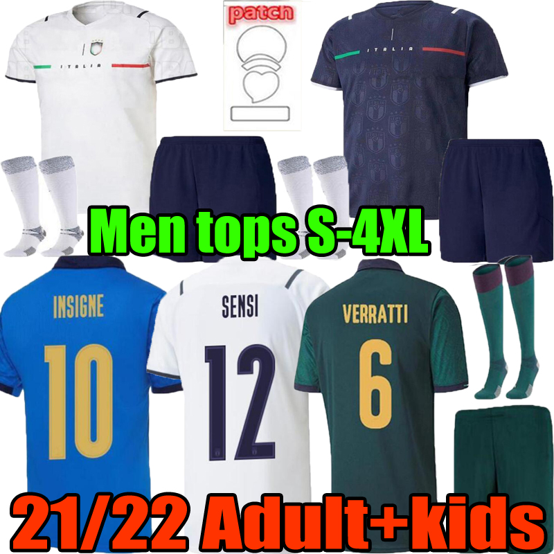 

Men 20 21 22 BASTONI Italy INSIGNE Soccer Jerseys +kids set 2021 2022 VERRATTI JORGINHO IMMOBILE BELOTTI BERARDI CHIESA BARELLA Italia Football shirt sets S, 2020 third