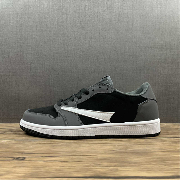 

Basketball Shoes Jumpman 1 Low OG x Fragment Travis Scot Mens Grey Black White Designer Sports Sneakers With Original Box, Shadow barb