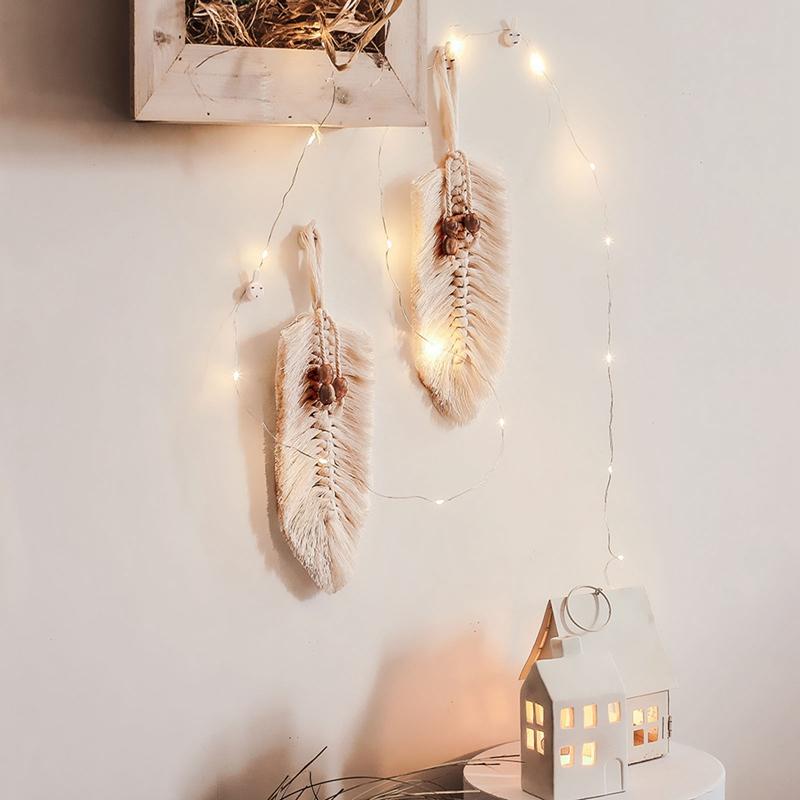 

Nordic Mini Leaf Tapestry Macrame Wall Hanging Decoration Nursery Apartment Living Room Bedroom Headboard Home Decor Decorative Objects & Fi