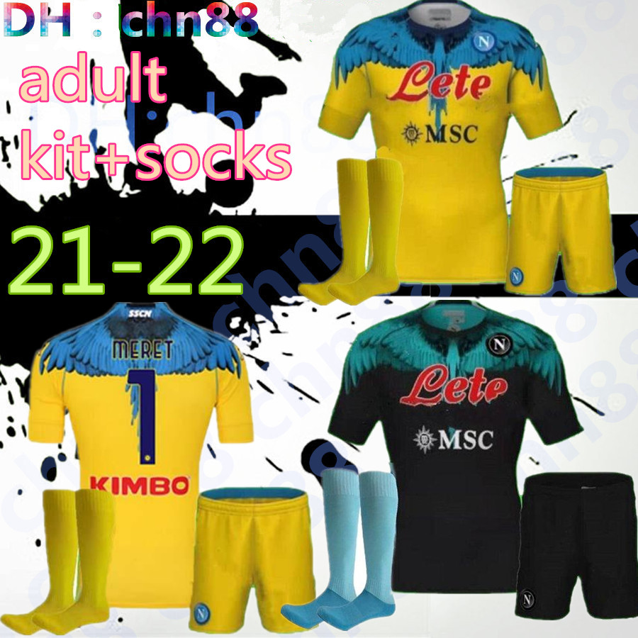

Adults kit + socks 20 21 22 napoli soccer jersey home 2021 2122 Naples ZIELINSKI Maradona INSIGNE MERTENS CALLEJON PLAYER RPG football shirts, Black;yellow