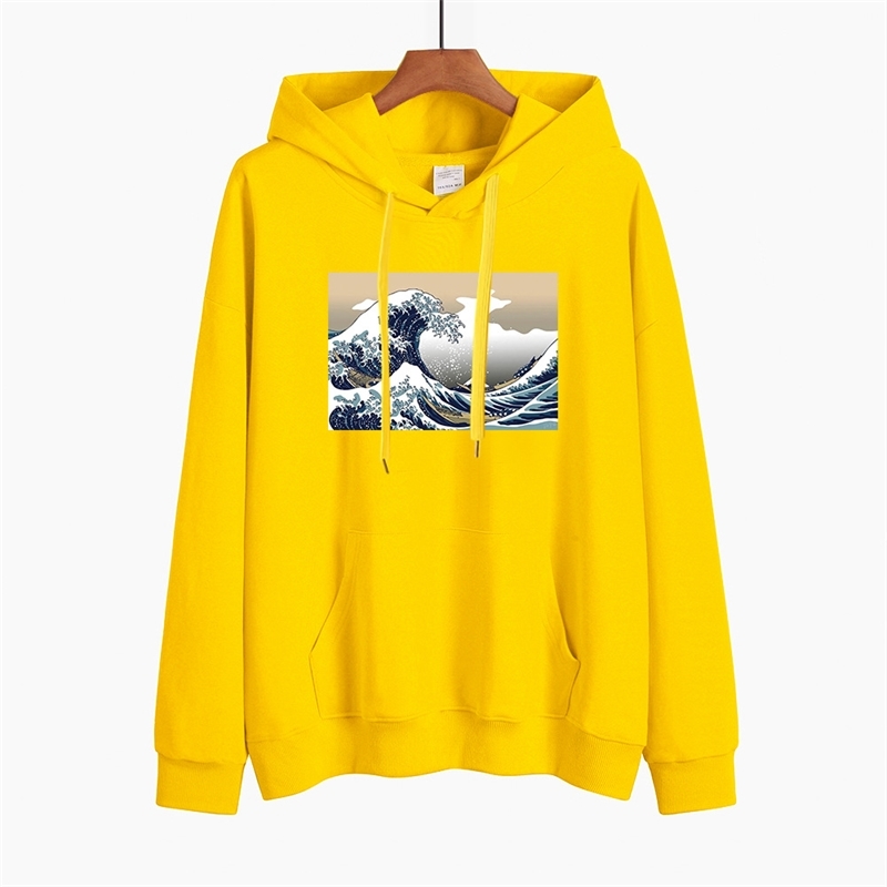 

2021 autumn top wave print Hoodie, White