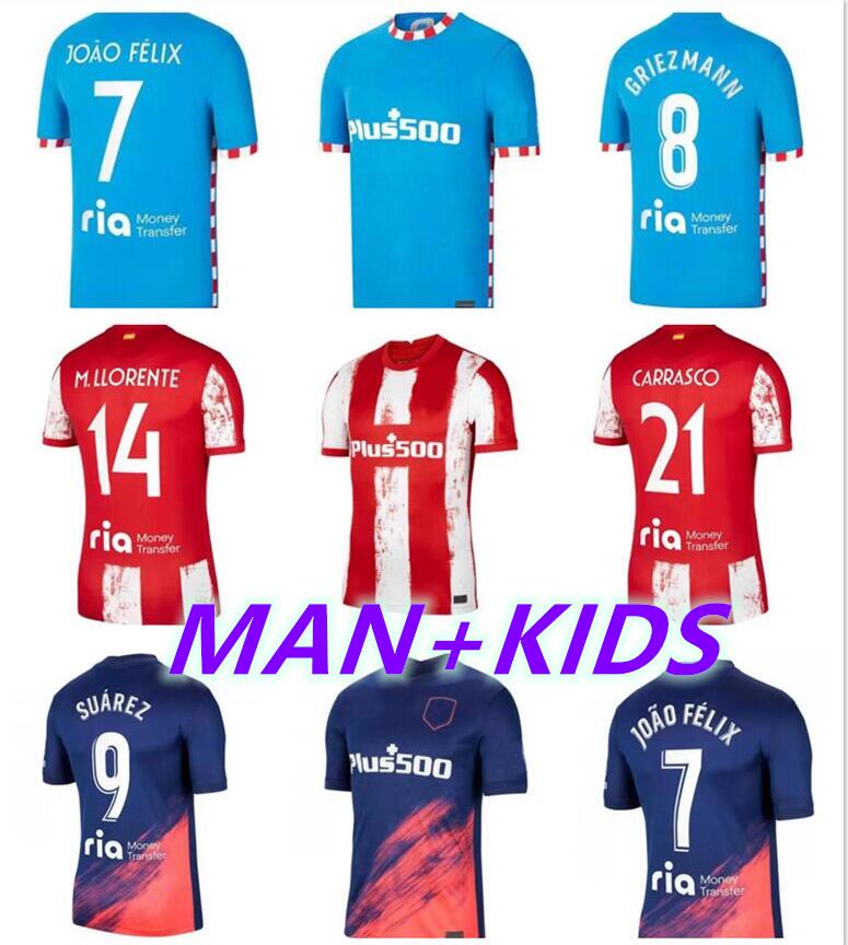 

man kids kit 21 22 SUAREZ GRIEZMANN JOÃO FÉLIX Soccer Jerseys 2021 2022 M. Llorente LEMAR CARRASCO CORREA KOKE DEMBELE camiseta de fútbol HERRERA Football Shirt
