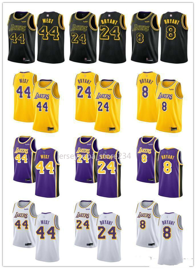 

Men Womens Youth Los Angeles Lakers 44 Jerry West 24 Bryant 8 Bryant Yellow Custom Basketball Jersey, Black;red