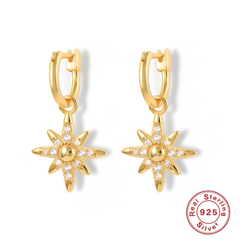 

Hoop & Huggie AIDE 925 Sterling Silver Piercing Earrings For Women Gold Star Crystal Zonium Jewelry Bijoux Christmas Gifts Aros