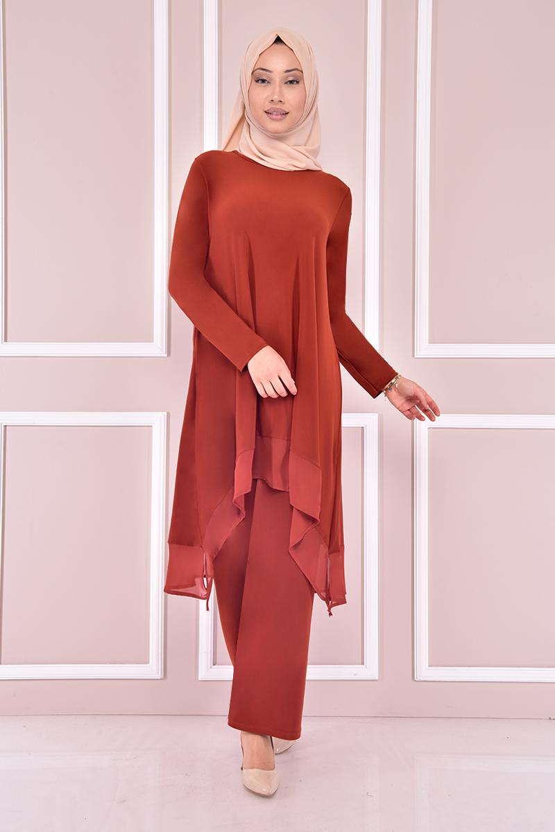

Ethnic Clothing 2021 Women's Muslim Tunic + Pants Suit Ramadan Eid Abaya Dubai Turkey Fashion Hijab Dress Islamic Women