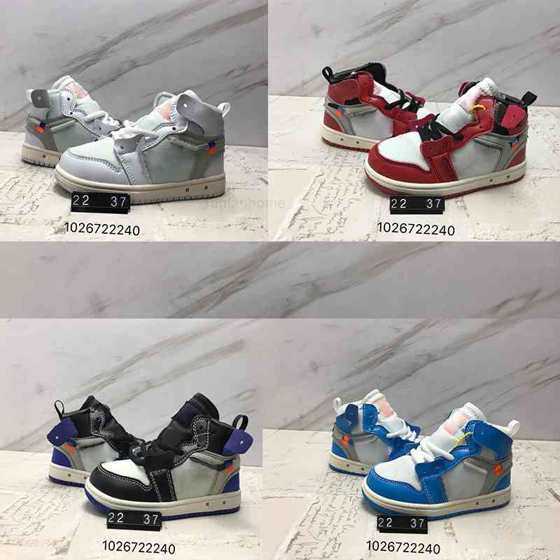 

Toddlers White UNC Red Children Shoes Jointly Signed High OG OW JI 1s Kids Trainers Chicago 1 Infant Boys University Blue Sneaker, Black