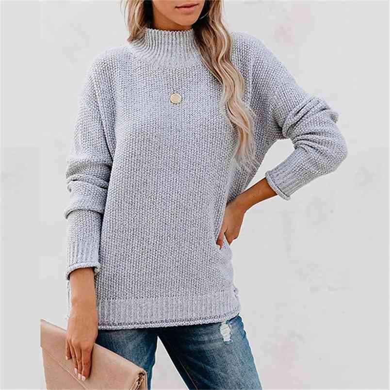 

Sweater women fall/winter loose turtleneck sweater winter clothes Casual Pullovers 210604, Burgundy