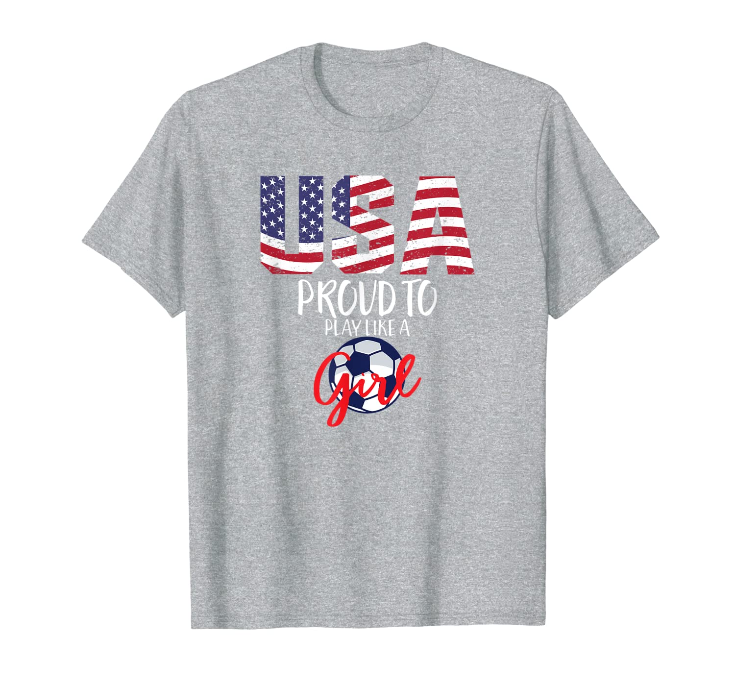 

Play Like a Girl USA Football American Women Team Game Goal T-Shirt, White;black