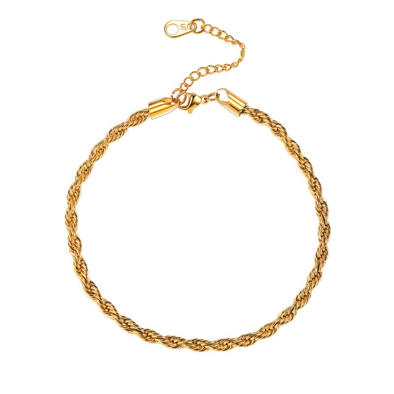 

Anklets Women Girls Barefoot Jewelry Gold Stainless Steel Charm Rope Chain Anklet Foot Bracelet 22-27 Cm Long A334