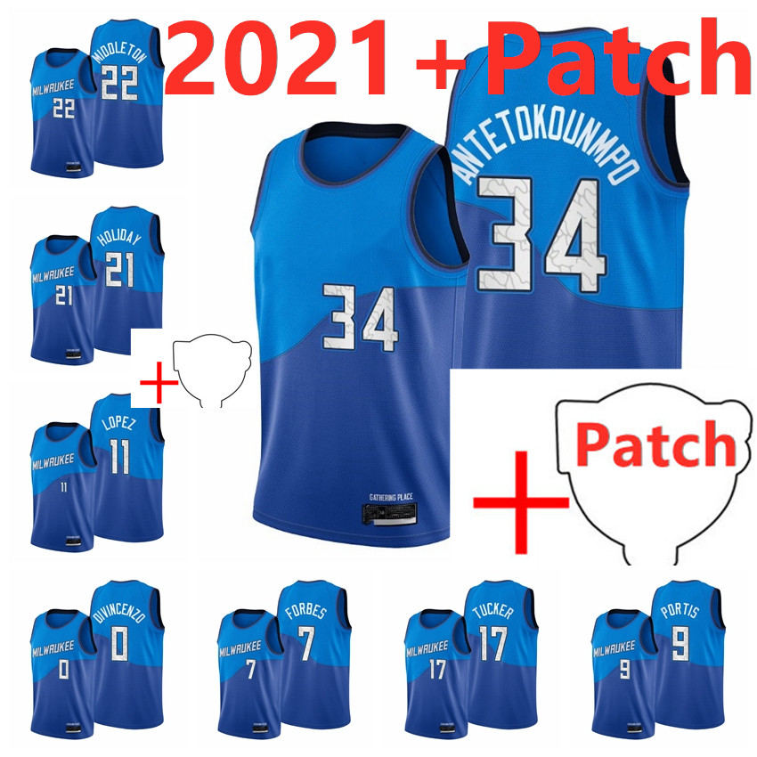 

The Finals Basketball Giannis Antetokounmpo MilwaukeeBucksJersey 34 Khris Middleton 22 Jrue Holiday 21 Lopez Portis Forbes Tucke, Black;red