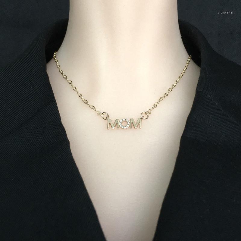 

Chains Simple English Letter Shape Women's Metal Inlaid Zircon Necklace Mother Gift Exquisite Fashion Anniversary Jewelry Wholesale X25