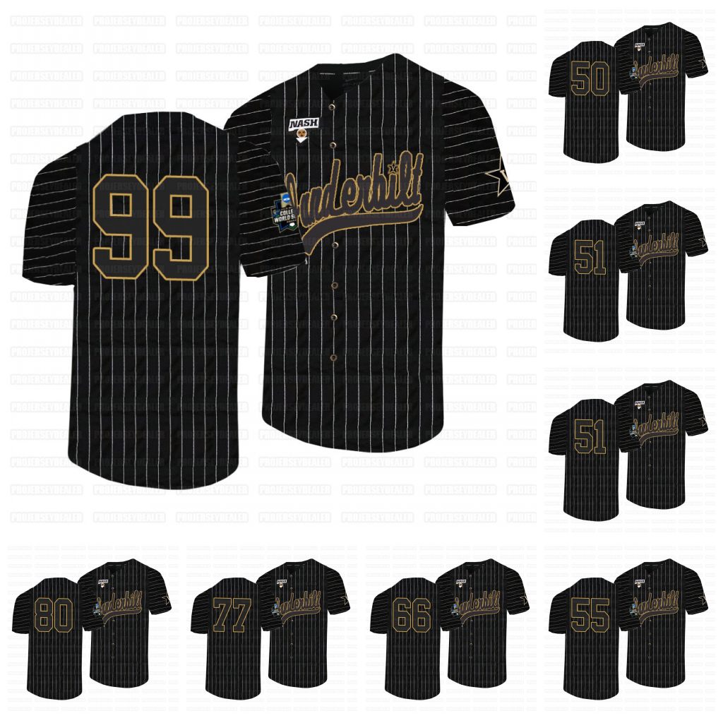 

Vanderbilt Commodores 2021 College World Series Jersey J.J. Bleday Enrique Bradfield Maxwell Romero Jr. Schultz Hansen Rocker Reilly Jayson Gonzalez, Black youth s-xl