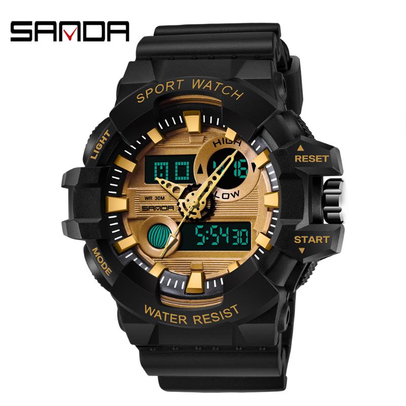 

Digtal Watch Men Dual Display Waterproof Led Outdoor Sport Fashion Electronic Wristwatch Black Gold Diving Alarm Clock Wristwatches, Slivery;brown