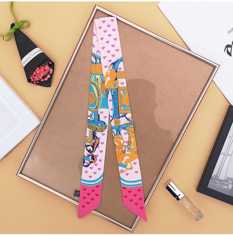 

Heart Print Scarf Women Silk Designer Neckerchief Headband For Ladies Skinny Handbag Scarves Neck Pareo G34