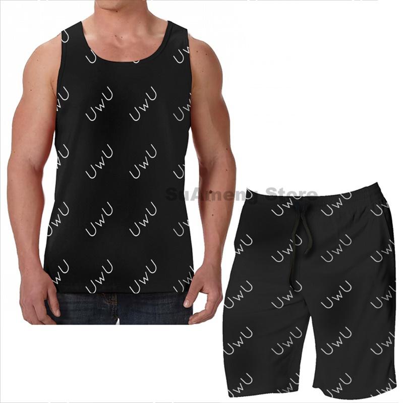 

Men' Tracksuits Summer Funny Print Men Tank Tops Women UwU Cuteness Overload Beach Shorts Sets Fitness Vest, Women tank tops