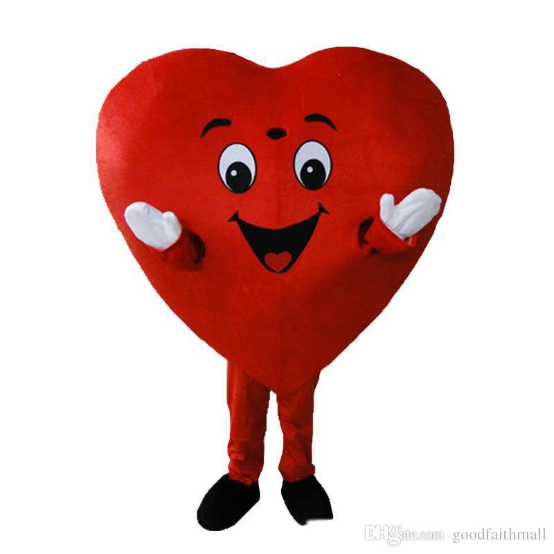 

2020 High Quality Red Heart Of Adult Mascot Costume Adult Size Fancy Heart Love Mascot Costume, As pic