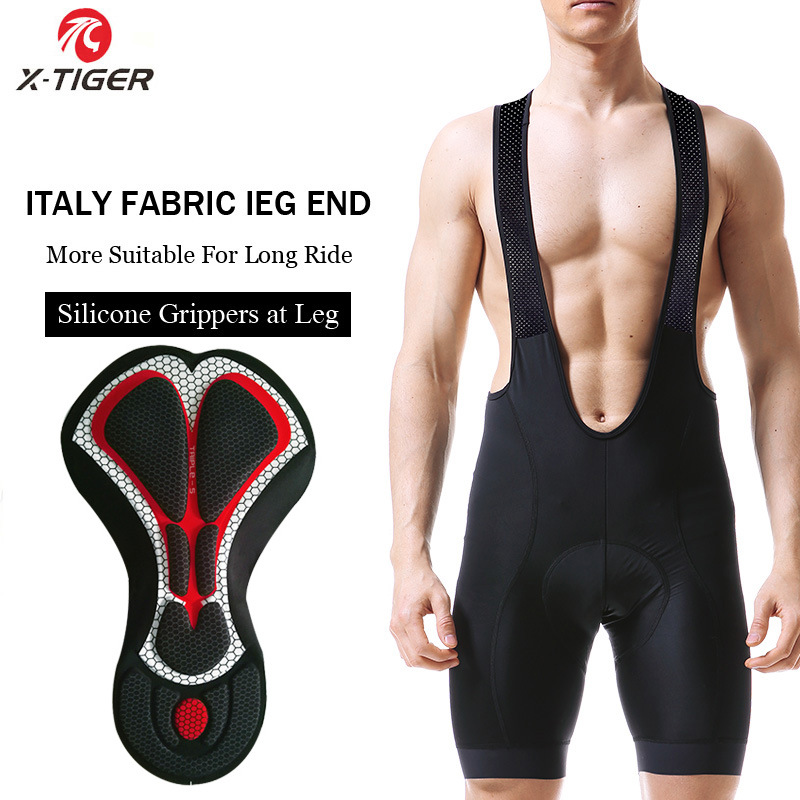 

Pro Race Cycling Bib Shorts With 5cm Italy Grippers Lightweight Bib Pant High-Density 5D GEL Pad For Long Time Ride, Black